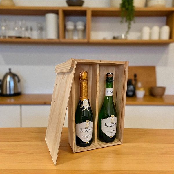 Caixa de Madeira para Vinho Dupla - 36x23,5x10,5cm - 1 unidade - Rizzo