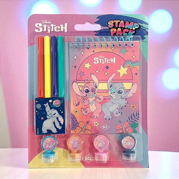 Kit Para Colorir Com Carimbos - Stitch - 9 Itens - 1 unidade - Disney Original - Rizzo