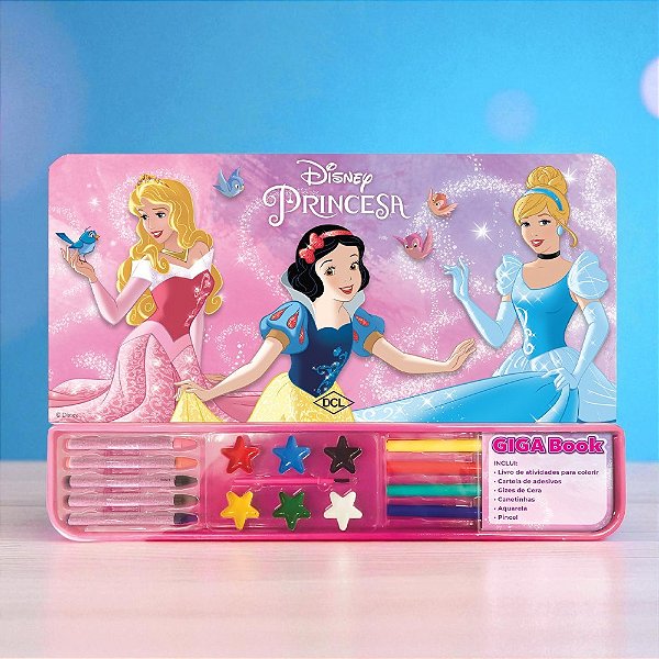 Kit Para Colorir Giga Book - Princesas - 10 Itens - 1 unidade - Disney Original - Rizzo