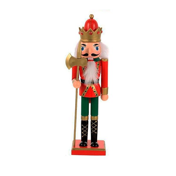 Soldado de Chumbo de Madeira Vermelho e Verde com Espada - 30 cm - Modelo C - 1 unidade - Rizzo