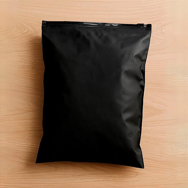 Saco Trilho Zip Preto Fosco - Trilho Preto - 25x35cm - 50 unidades - Rizzo