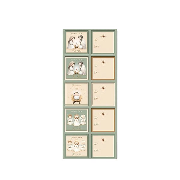 Adesivo Quadrado - Natal Belem - 4x4cm - 10 unidades - Cromus - Rizzo