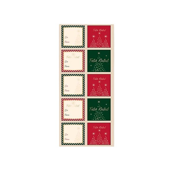 Adesivo Quadrado - Natal Magic - 4x4cm - 10 unidades - Cromus - Rizzo