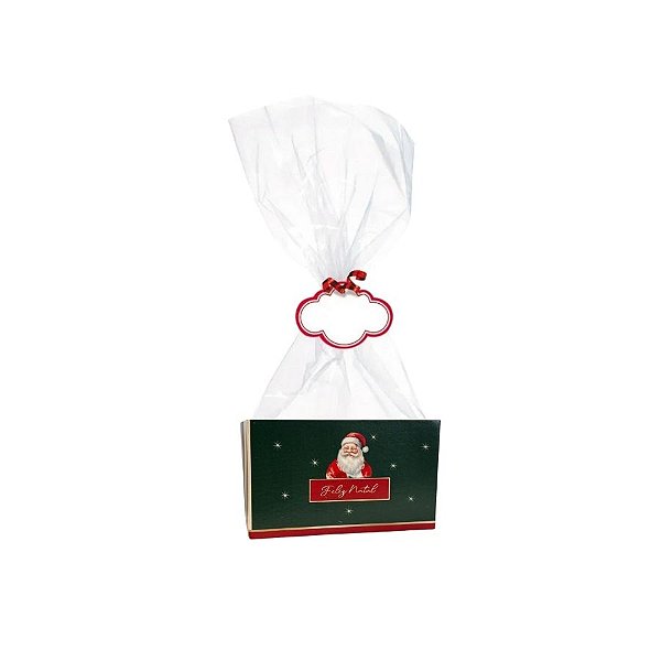Kit Fundo Retalngular Verde - Feliz natal - 8,5x4,5x5cm - 10 unidades - Cromus - Rizzo