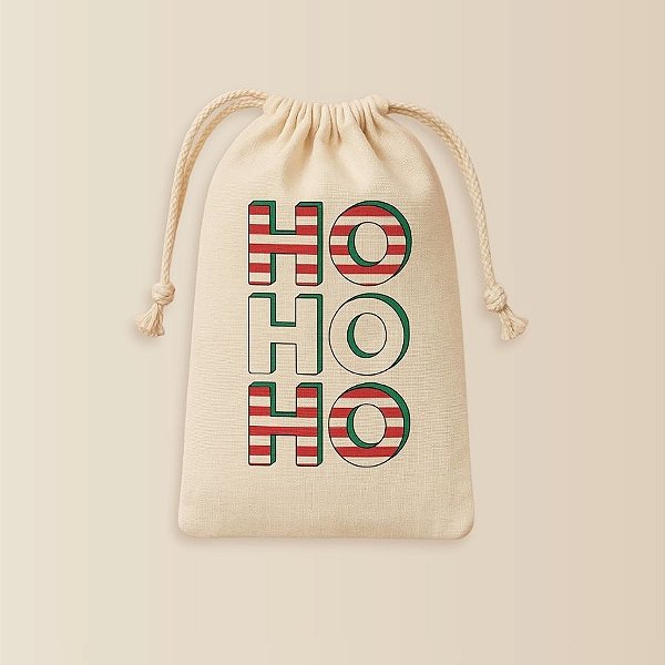 Saco de Algodão - HoHoHo - P - 9x13cm - 1 unidade - Rizzo