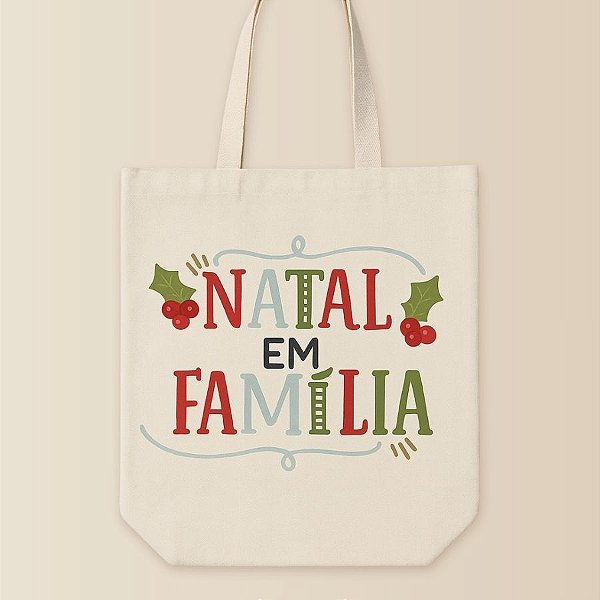 Sacola de Algodão Ecobag - Natal Em Família - 30x40cm - 1 unidade - Rizzo