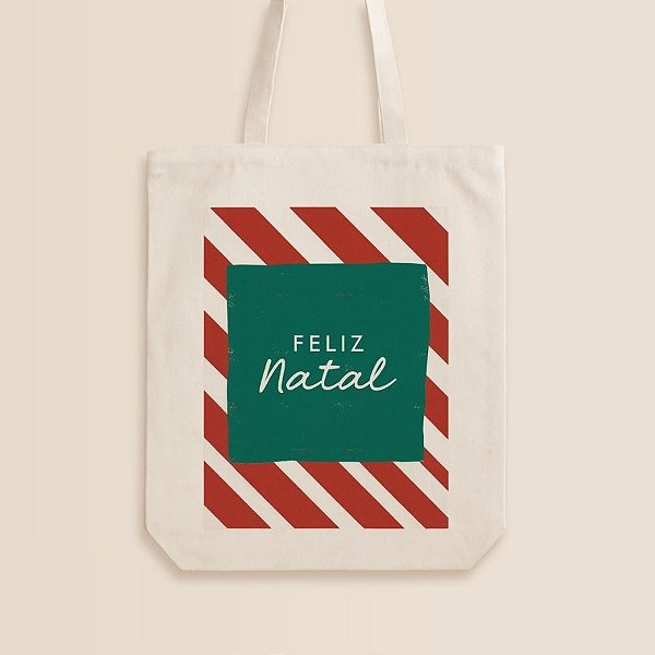 Sacola de Algodão Ecobag - Natal Listras - 30x40cm - 1 unidade - Rizzo