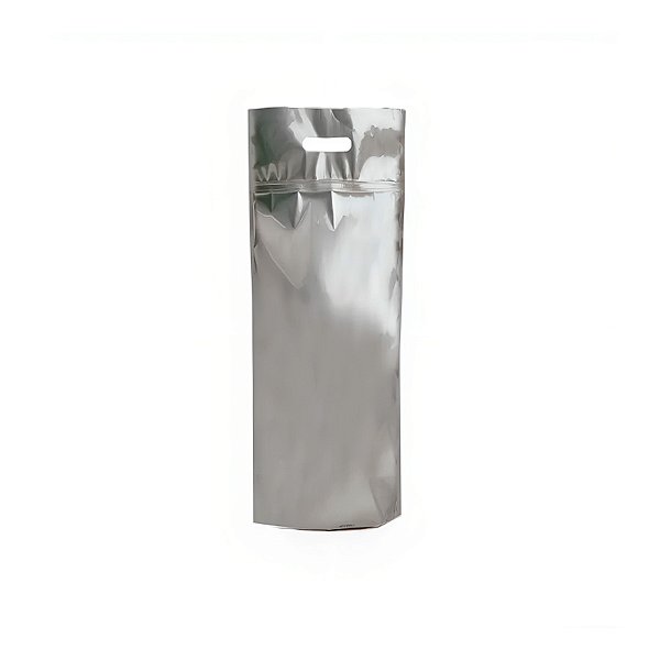 Saco para Presente Metalizado com Zip - Prata Fosco - 1 unidade - Cromus - Rizzo