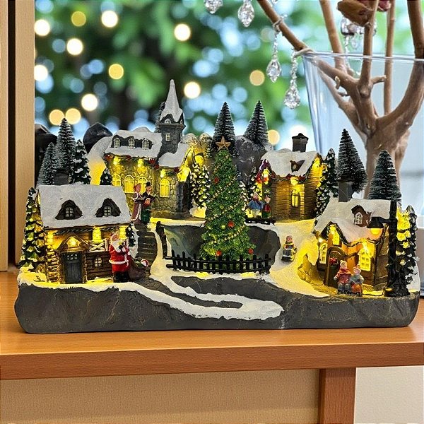 Cenário De Natal - Vila Natalina com Som e Luz - 42x27,5x26,5cm - 1 unidade - Rizzo