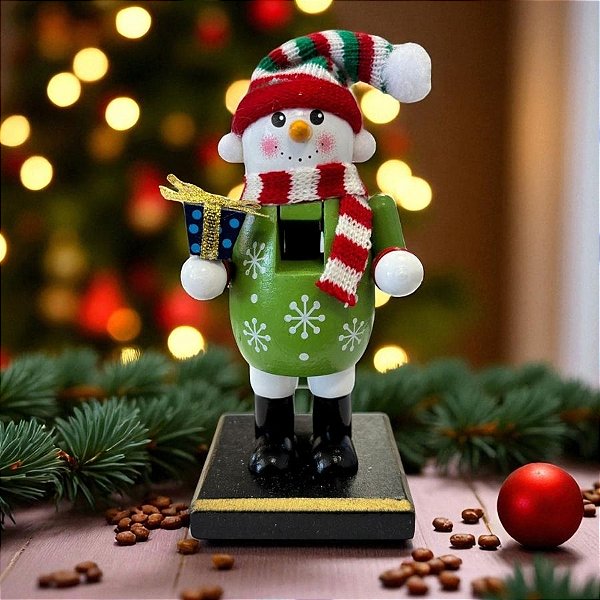 Enfeite Decorativo de Natal em Madeira - Boneco de Neve - 15cm - 1 unidade - Rizzo