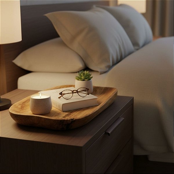 Bandeja Decorativa em Madeira Natural Formato Orgânico - 44x26x3cm - 1 unidade - Rizzo