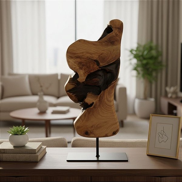 Escultura De Madeira Rústica - Formato Orgânico - Modelo 2 - 1 unidade - Rizzo