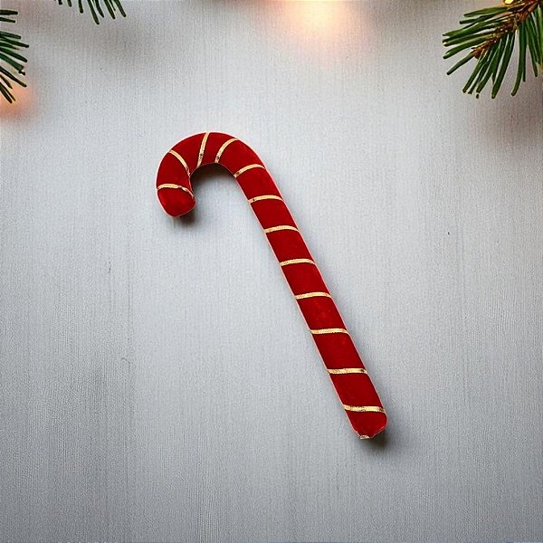 Enfeite Decorativo de Natal - Bengala Vermelha e Dourada - 15x4x44,5cm - 1 unidade - Rizzo