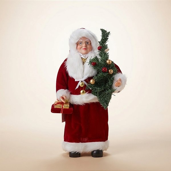 Mamãe Noel Decorativa em Pé Com presente e Arvore de Natal - 45cm - 1 unidade - Rizzo