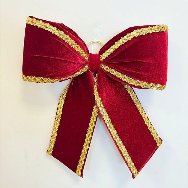 Laço de Veludo Vermelho e Galão G - 31x39x7cm  - 1 unidade - Rizzo