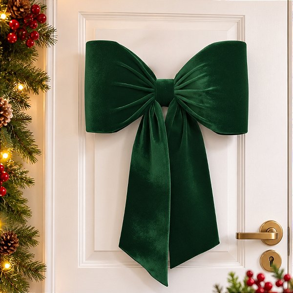 Laço Decorativo Giga Veludo Verde P - 64x70x11cm - 1 unidade - Rizzo