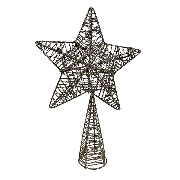 Topo de Estrela para Árvore de Natal Plástico - Ouro Branco - 30x20x6cm - 1 unidade - Cromus - Rizzo