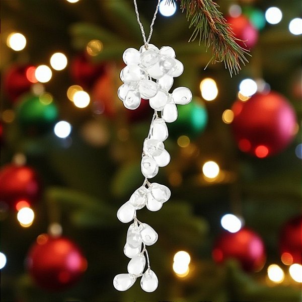 Enfeite Decorativo Para Pendurar de Natal - Cordão Gotas Incolor - 15,5x4cm - 1 unidade - Cromus - Rizzo