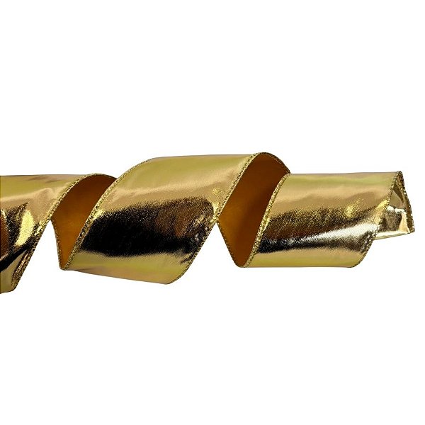 Fita Aramada Decorativa de Natal - Ouro - 6,3cmx9,14m - 1 unidade - Cromus - Rizzo