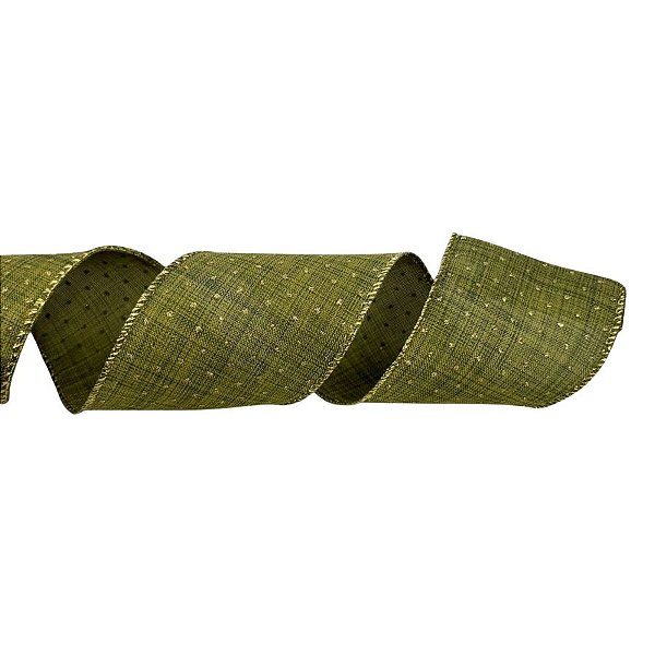 Fita Aramada Decorativa de Natal - Verde com Poá Ouro - 6,3cmx9,14m - 1 unidade - Cromus - Rizzo