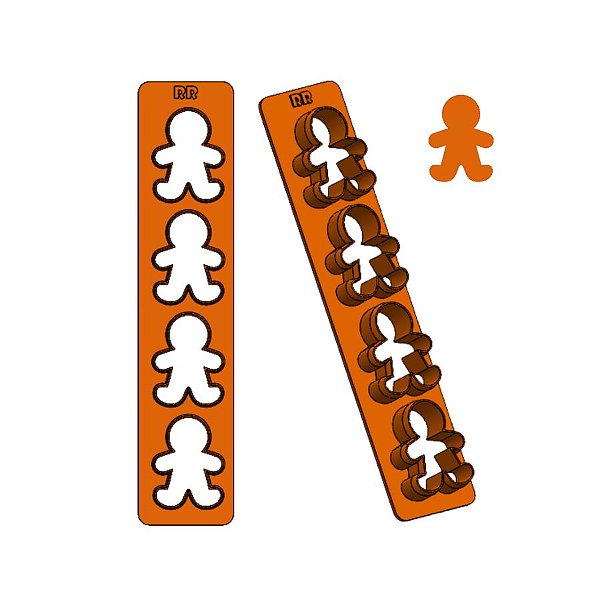 Régua Cortador Boneco Gingerbread - Ref.1619 - 4cm - 1 unidade - RR Cortadores - Rizzo