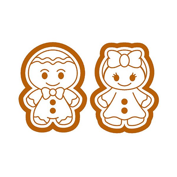 Kit Cortador Carimbo Casal Boneco Gingerbread 3D - Ref.1068 - 1 unidade - RR Cortadores - Rizzo