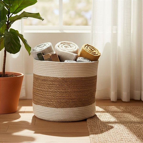 Cesta Decorativa Araci de Seagrass - 28x28x28cm - 1 unidade - Rizzo