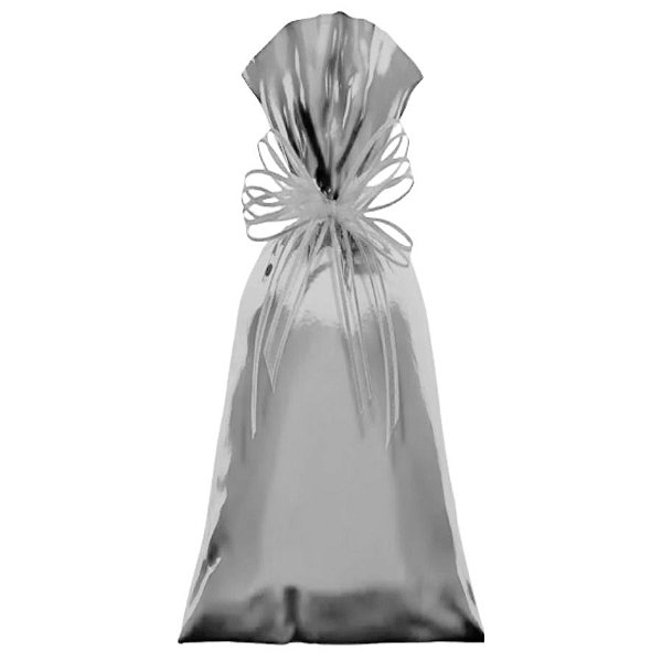 Saco Para Presente Metalizado - Prata G4 - 20x50cm - 50 unidades - Cromus - Rizzo