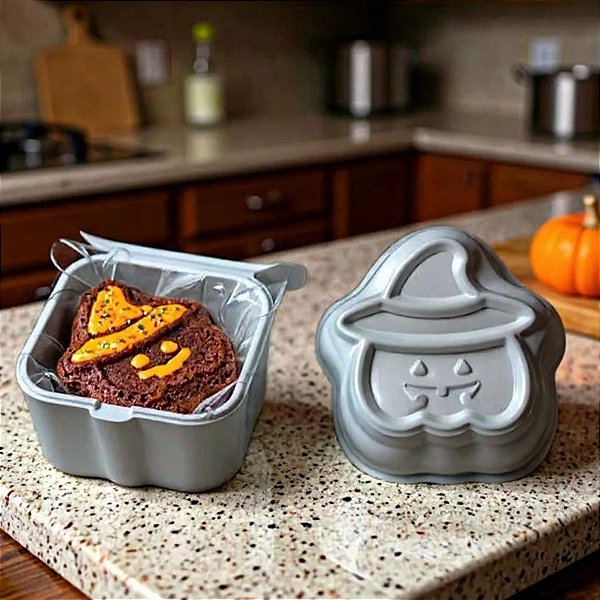 Forma Ballerine em Alumínio - Abóbora Com Chapéu De Bruxa - 14x13x4cm - 1 unidade - Caparroz  - Rizzo