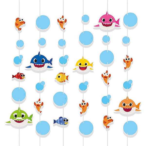 Cortina Decorativa Festa Baby Shark - 6 Unidades - Cromus - Rizzo Festas