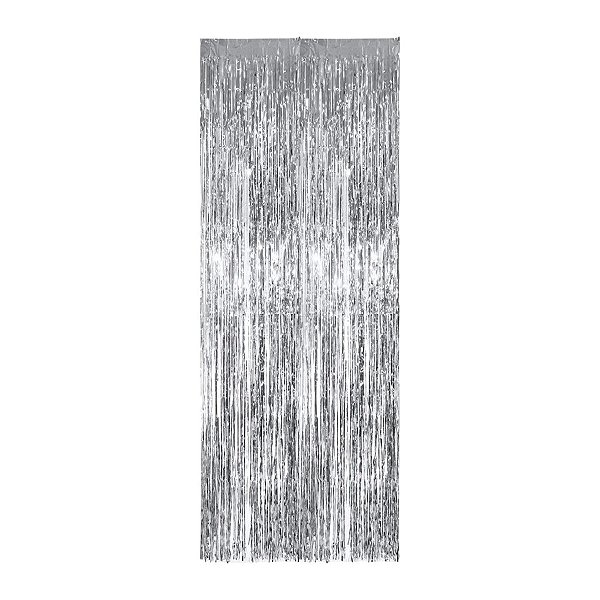 Cortina Decorativa Metalizada Prateado - 1x2m - 1 unidade - Rizzo