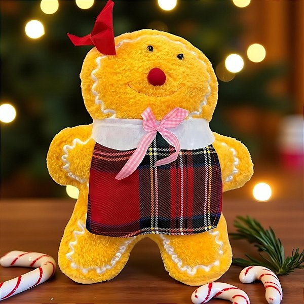 Biscoito de Gengibre de Pelúcia - Vestido e Laço - 21x26x6cm - 1 unidade - Rizzo