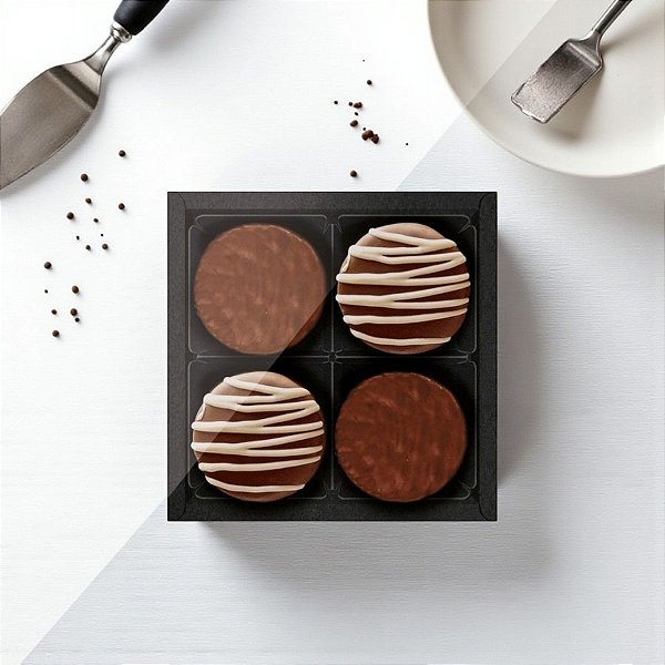 1 Caixa 4 Pães de Mel Quadrada Preto com Tampa Cristal - 16,5x16,5cm - 1 unidade - Cromus - Rizzo