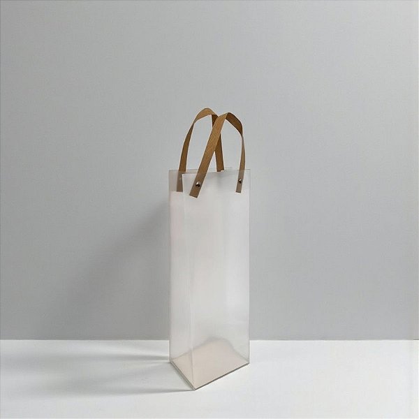 Sacola Transparente Fosca PVC com Alça Fibra - 12x35x9cm - 1 unidade - Rizzo