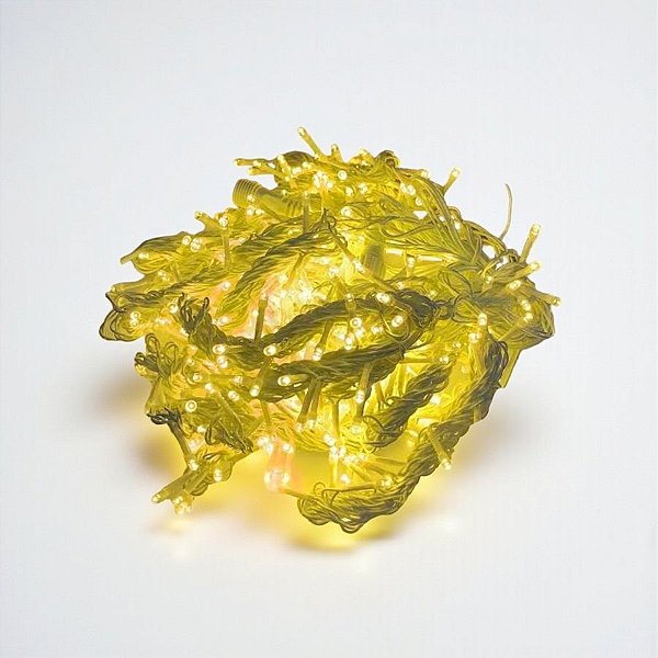 Cortina de LED Branco Quente com Fio Branco 300 Leds - 3x2m - 1 unidade - Rizzo