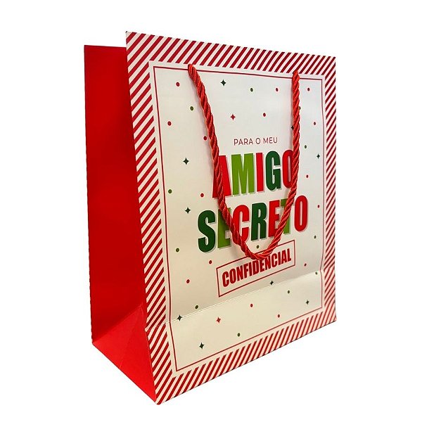 Sacola de Papel Premium - Amigo Secreto - 31x26x10cm - 1 unidade - Cromus - Rizzo