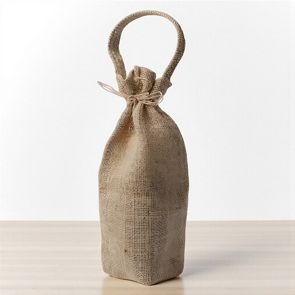 Saco de Juta Para Garrafa com Alça - 18x43cm - 1 unidade - EcoArt - Rizzo