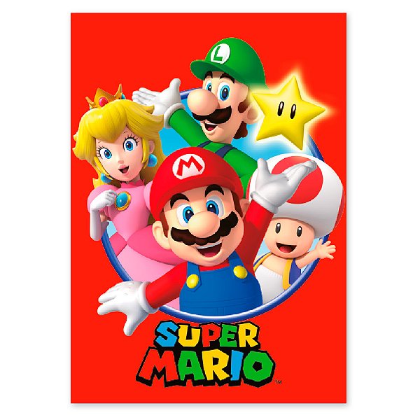 Painel Decorativo 4 Laminas - Super Mario - 90x128cm - 1 unidade - FestColor - Rizzo