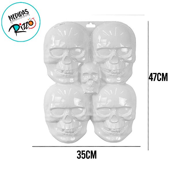 Painel Decorativo de Halloween - Caveiras Brancas - 47x35cm - 1 unidade - Rizzo