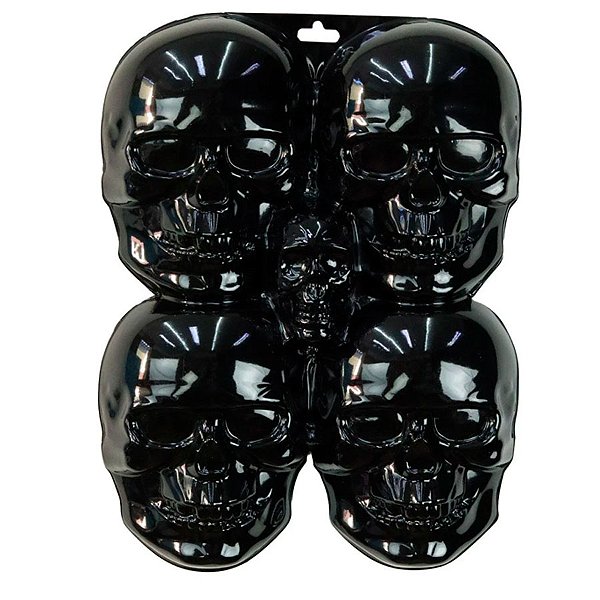 Painel Decorativo de Halloween - Caveiras Pretas - 47x35cm - 1 unidade - Rizzo