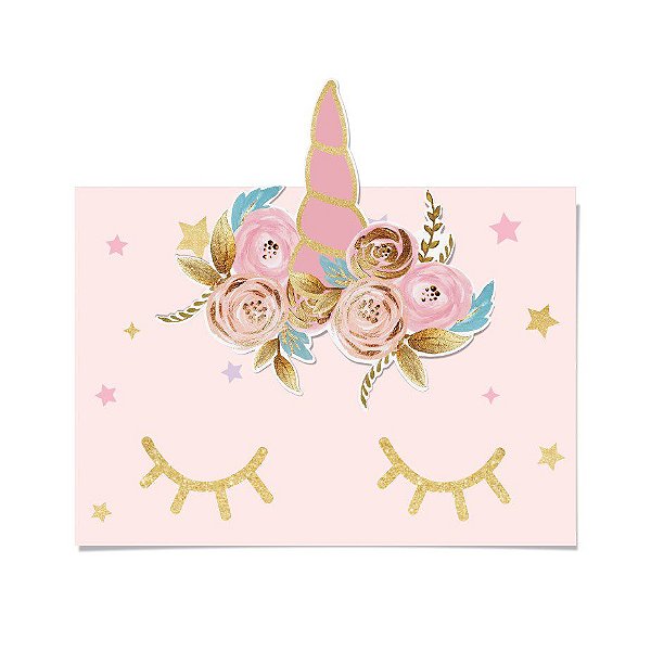 Painel Decorativo com Aplique Festa Unicórnio - Cromus - Rizzo Festas