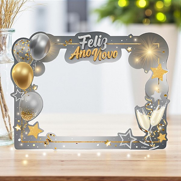 Painel Decorativo Moldura Para Foto - Feliz Ano Novo - 62x45cm - 1 unidade - Regina - Rizzo