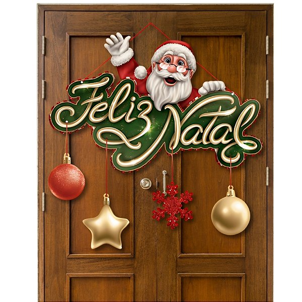 Painel Decorativo - Papai Noel Feliz Natal - 64x44cm - 1 unidade - Regina - Rizzo