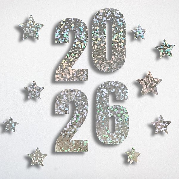 Painel Decorativo - Ano Novo 2026 Prata Holográfico - 16x30cm - 1 unidade - Regina - Rizzo