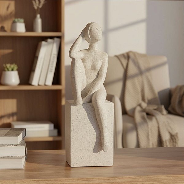 Escultura Mulher Sentada em Poliresina -  19,5x6x4cm - 1 unidade - Rizzo