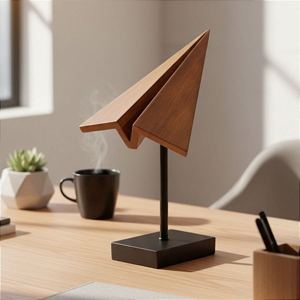 Escultura Avião em Madeira - 23x19cm - 1 unidade - Rizzo