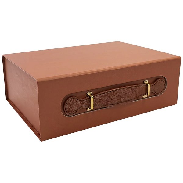 Caixa de Papel Rígido Retangular Marrom com Alça - 1 unidade - Cromus - Rizzo