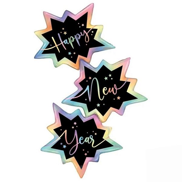 Balão de Festa Metalizado 51" 130cm - Heppy New Year - 1 unidade - Rizzo