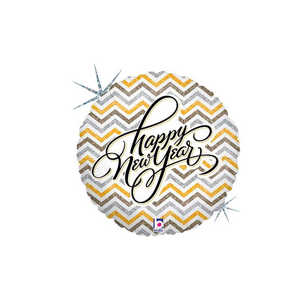 Balão de Festa Metalizado 18" 46cm - Happy New Year - 1 unidade - Rizzo