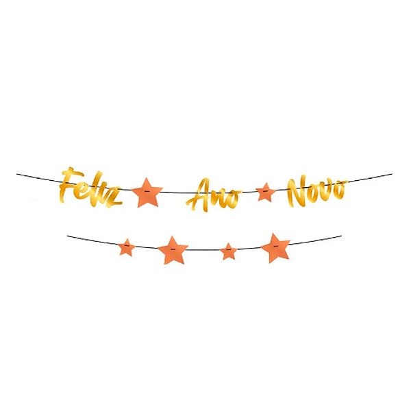 Faixa de Decorativa - Feliz Ano Novo - Dourado\Cobre - 1 unidade - Regina - Rizzo